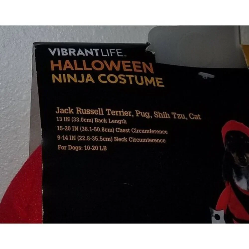 NEW Ninja Costume Pet Size Small Cat Dog (10-20 lbs) Halloween Vibrant Life Hat